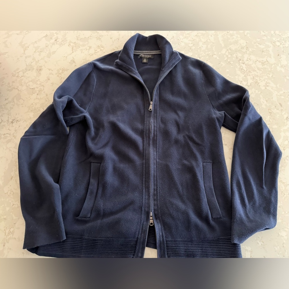 Men's Navy Dual-Zip Sweater, Banana Republic, Size Medium